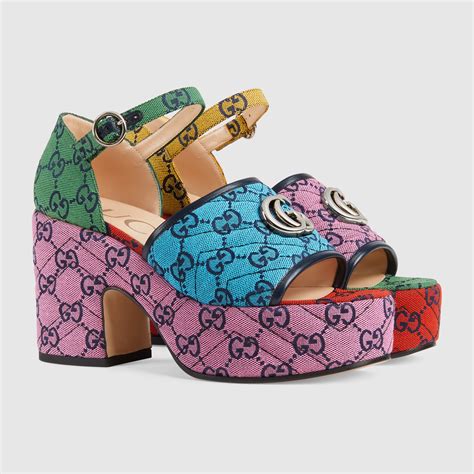 gucci colorful platform sandals|Gucci multi color platform sandal.